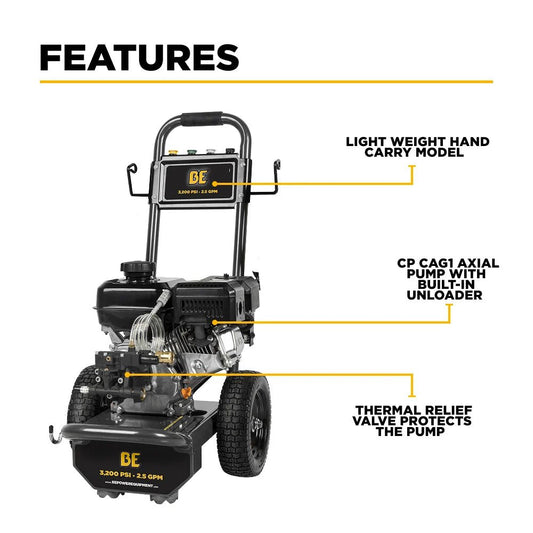 3,200 PSI 2.5 GPM Cold Water Gas Pressure Washer Powerease 212CC Engine and CP Axial Pump - Expert Power Wash
