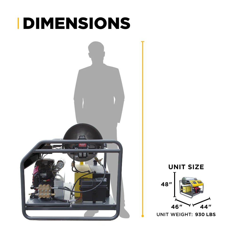 BE 3000PSI 8.0GPM Hot Water Pressure Washer with Honda GX690 Engine and General Triplex Pump - HW3024HG12V - Expert Power Wash