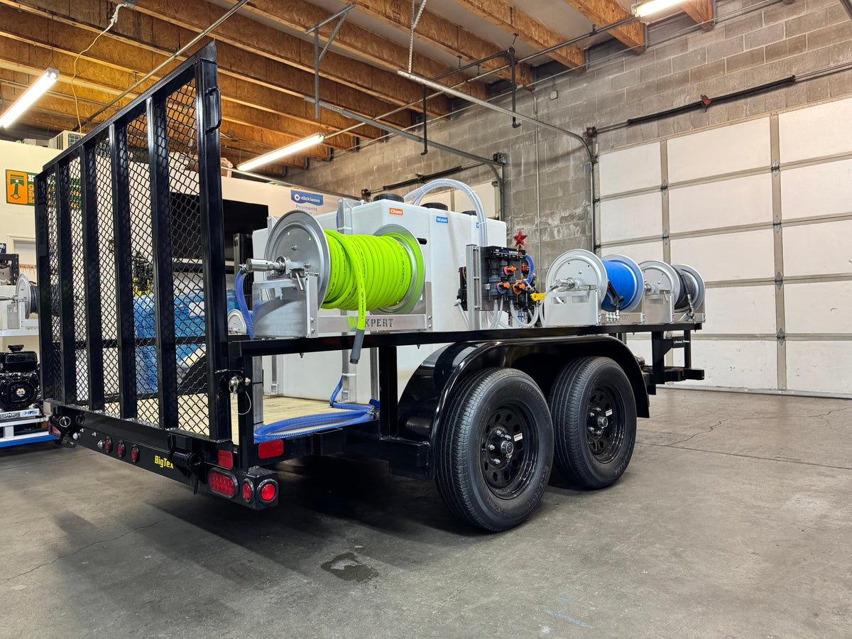 Keith's Dual Axle 6.5 x 12 ft Pressure Washing Soft Wash Trailer Setup - Expert Power Wash