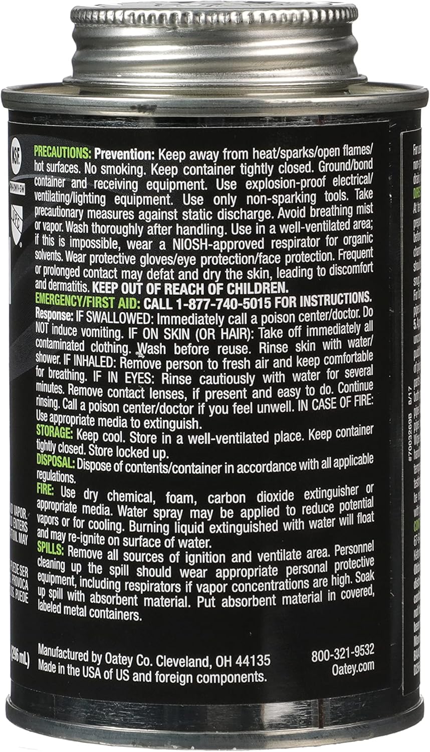 Oatey® FUSION® Single - Step Clear Self - Priming Medium Bodied PVC Cement - Expert Power Wash