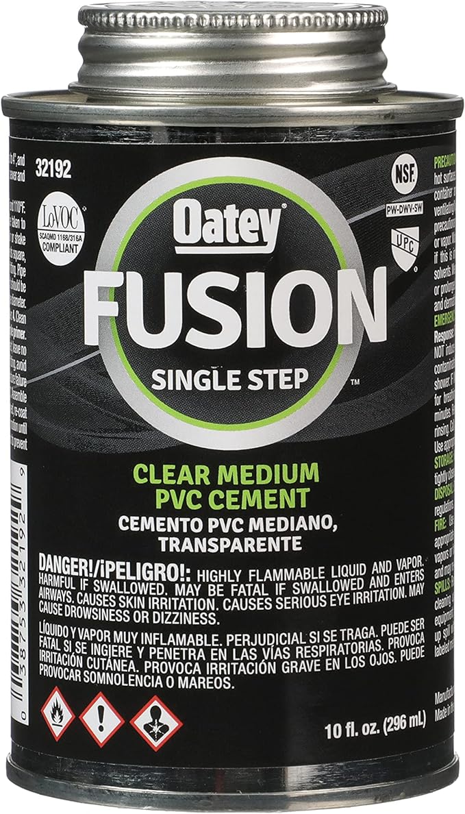 Oatey® FUSION® Single - Step Clear Self - Priming Medium Bodied PVC Cement - Expert Power Wash