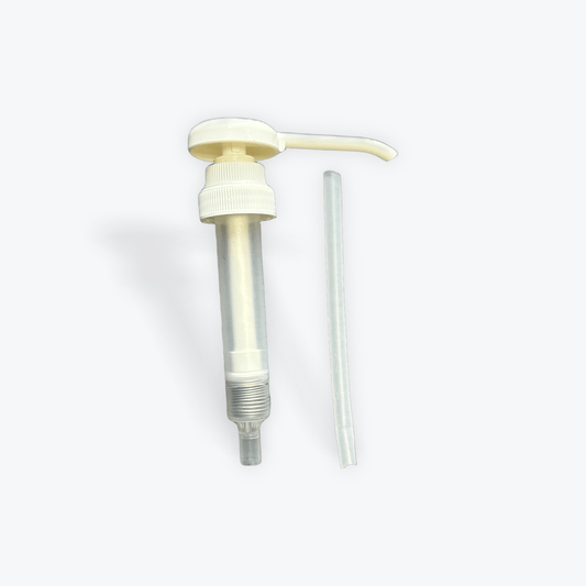 White PP plastic 38 - 400 ribbed skirt down - lock dispensing pump with 11 inch dip tube (1 oz output) - Expert Power Wash
